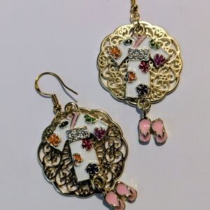 Elegant Gold and Pink Earrings